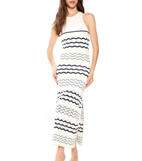 Pointelle Knit Midi Dress White