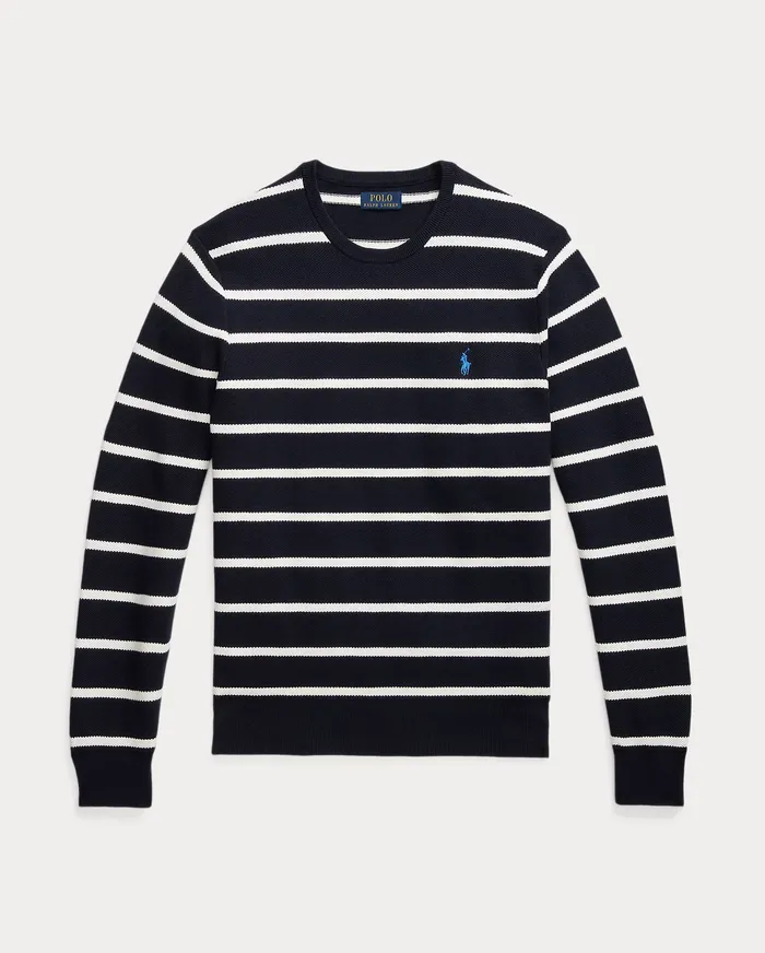 POLO Ralph Lauren MEN Striped Mesh-Knit Cotton Sweater