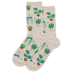 Potted Plants (Natural) Women's Crew Socks