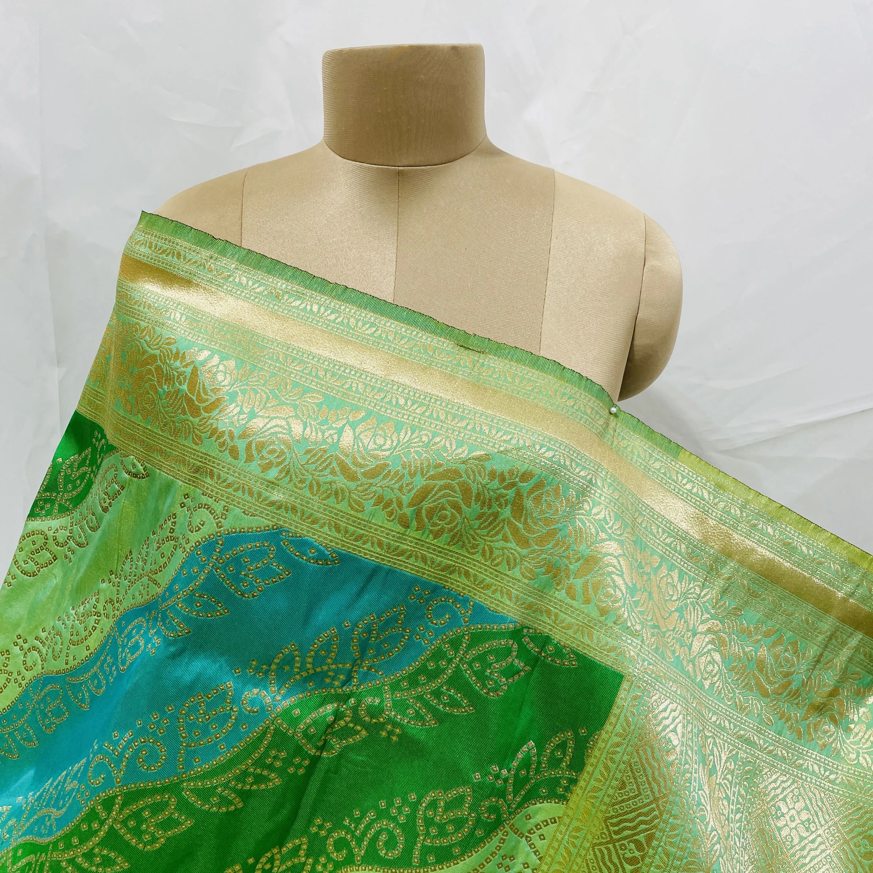 Premium Green Floral Print Banarsi Jacquard Dupatta