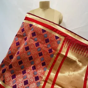 Premium Red Geometrical Print Banarasi Jacquard Dupatta