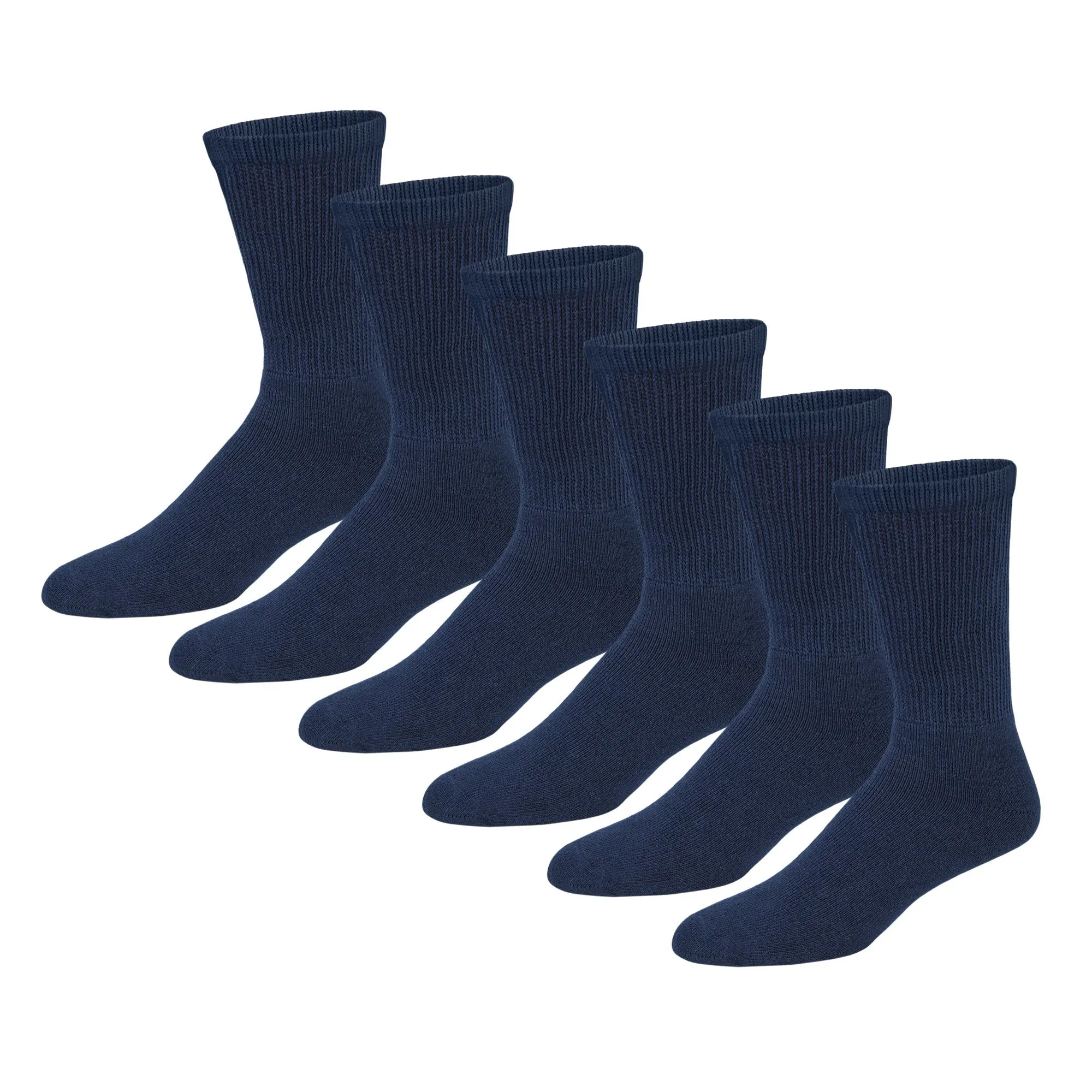 Premium Women’s Soft Breathable Cotton Crew Socks, Non-Binding & Comfort Diabetic Socks, Fits Shoe Size 6-11, 6 Pairs