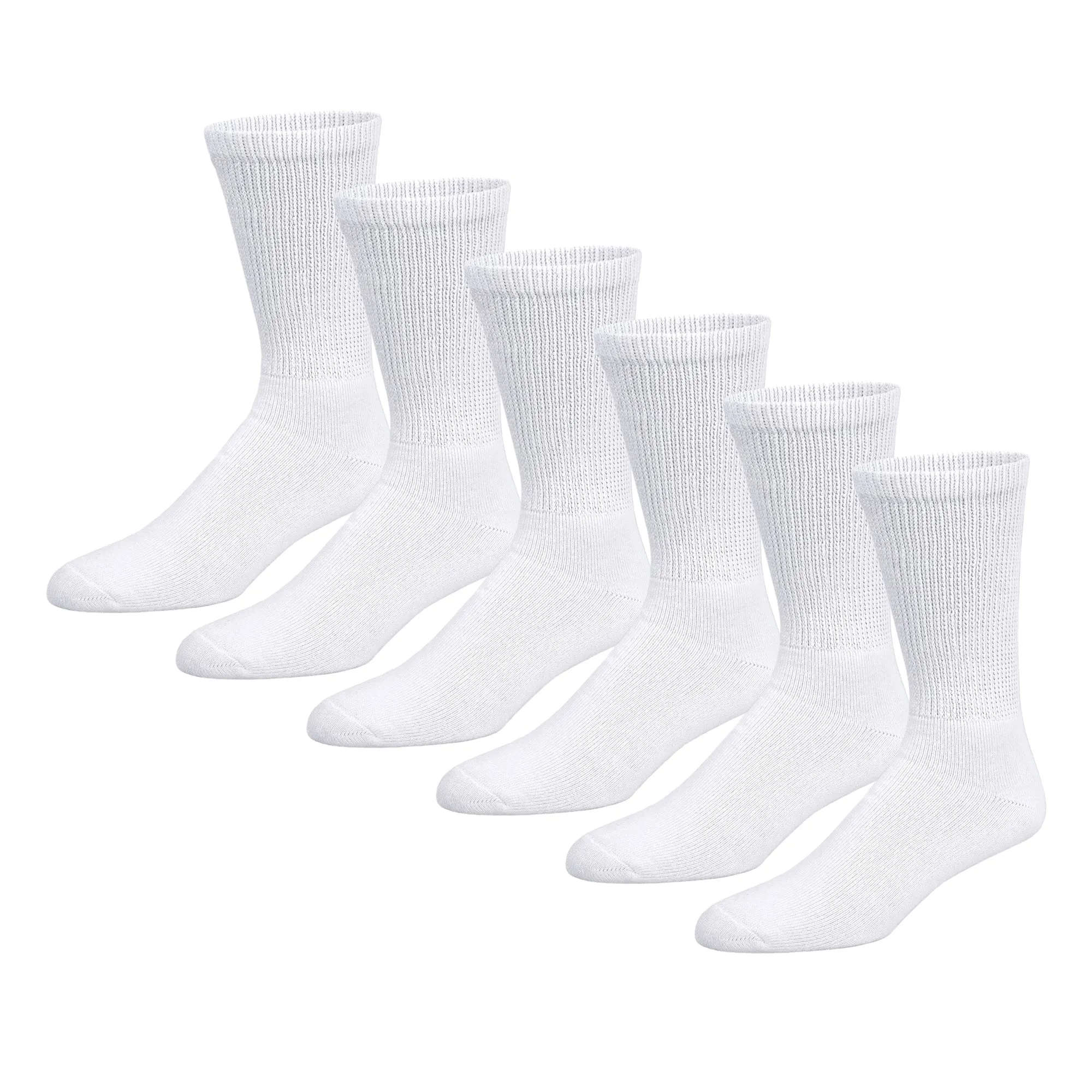 Premium Women’s Soft Breathable Cotton Crew Socks, Non-Binding & Comfort Diabetic Socks, Fits Shoe Size 6-11, 6 Pairs