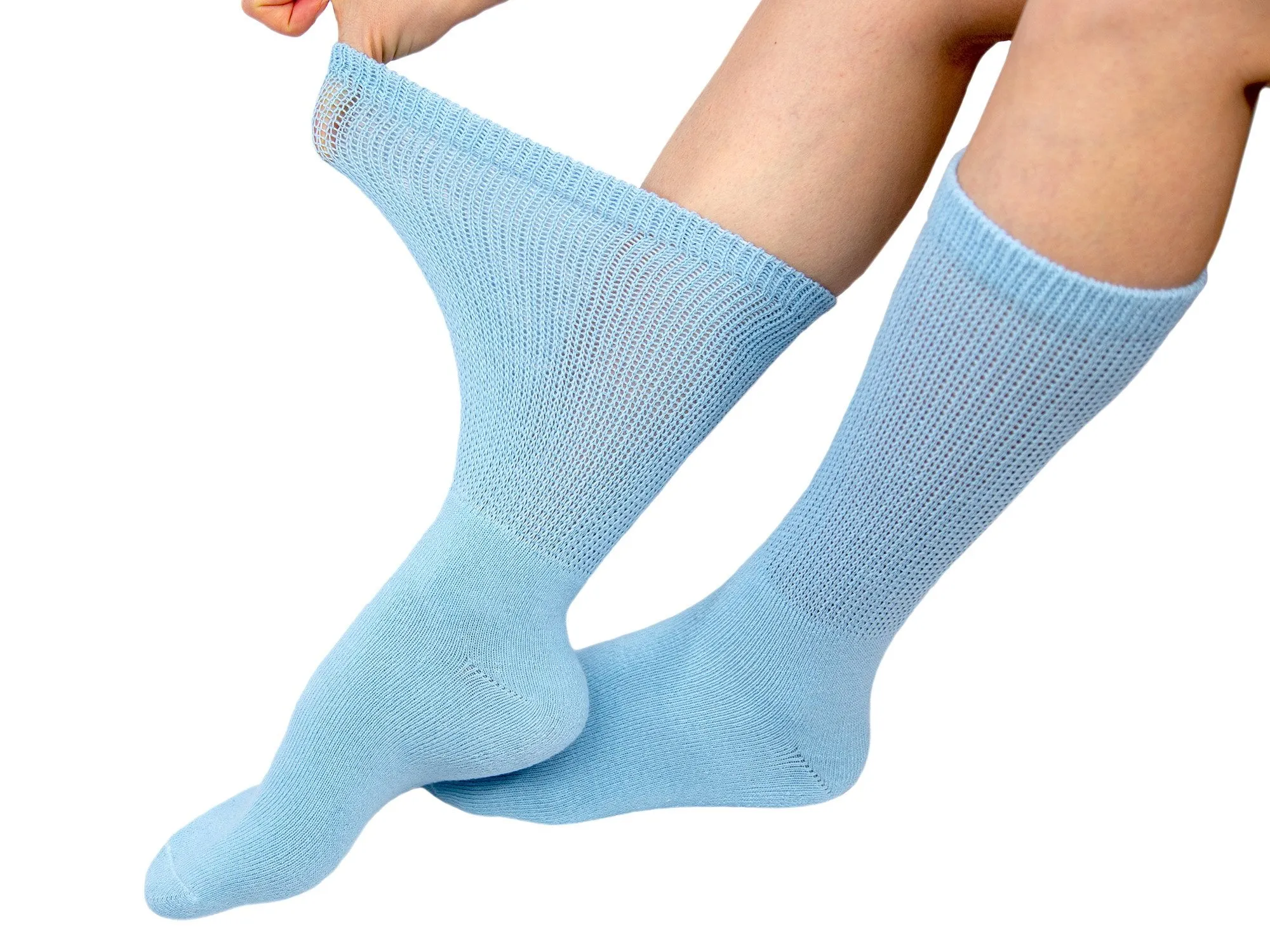 Premium Women’s Soft Breathable Cotton Crew Socks, Non-Binding & Comfort Diabetic Socks, Fits Shoe Size 6-11, 6 Pairs