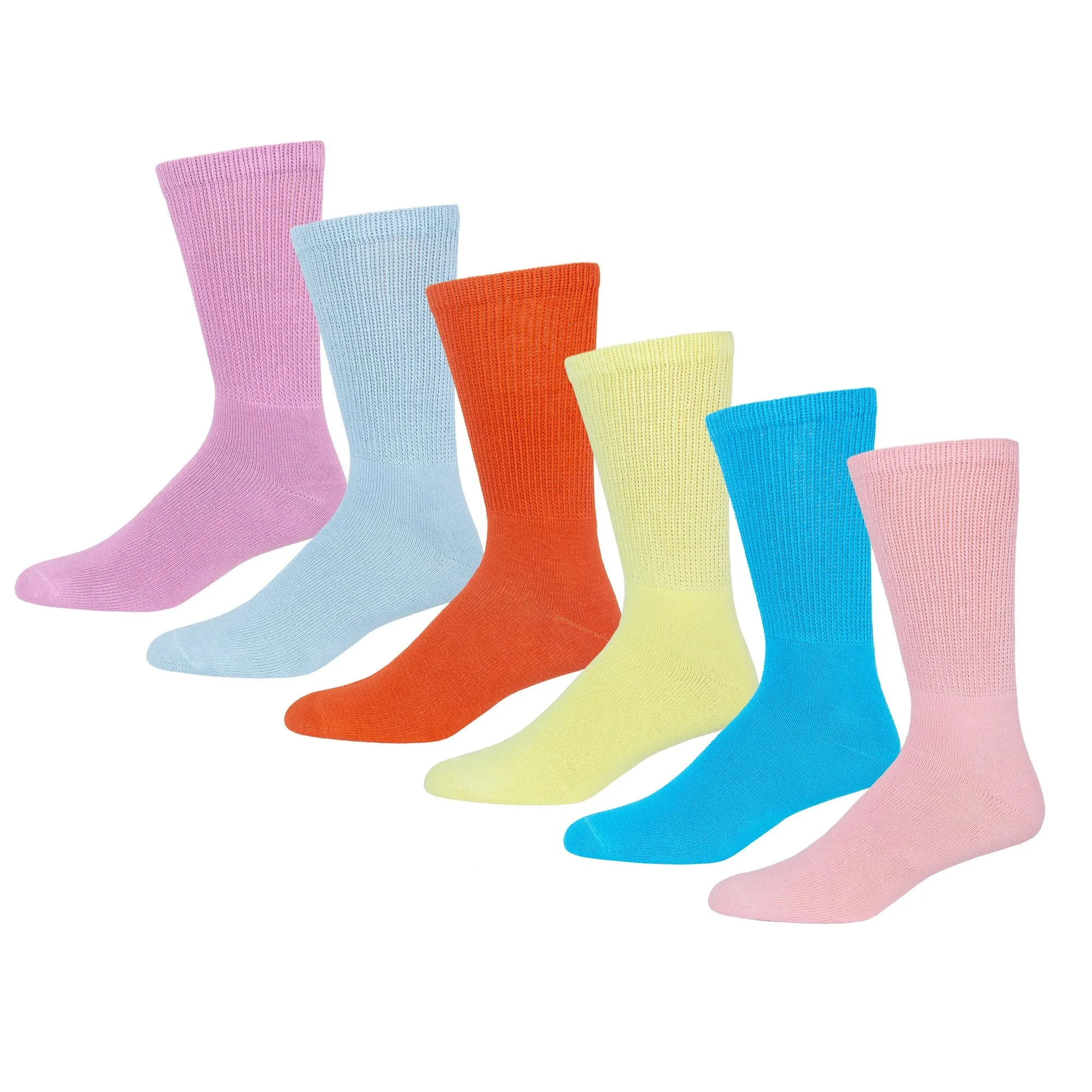 Premium Women’s Soft Breathable Cotton Crew Socks, Non-Binding & Comfort Diabetic Socks, Fits Shoe Size 6-11, 6 Pairs