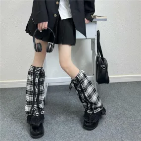 Punk girl ribbon leg warmers