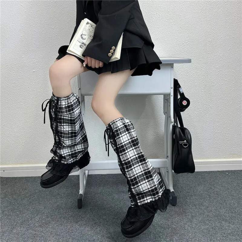 Punk girl ribbon leg warmers