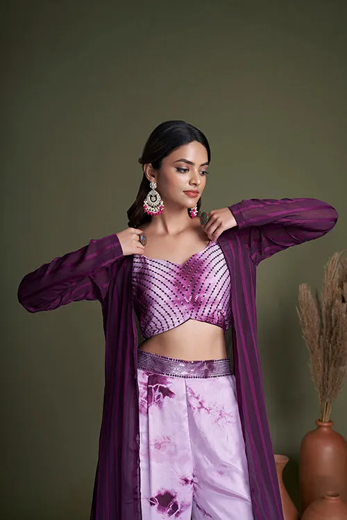 Purple Silk Traditional Indian Ethnic Koti Style Palazzo Collection