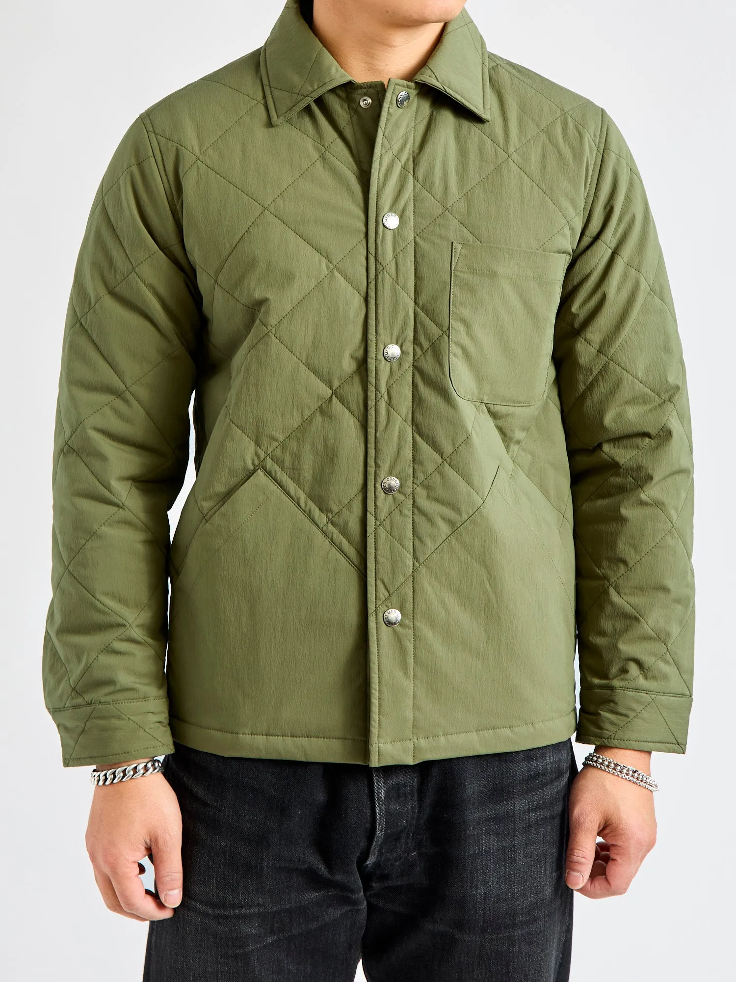 Quilted Overshirt Jacket in Sage