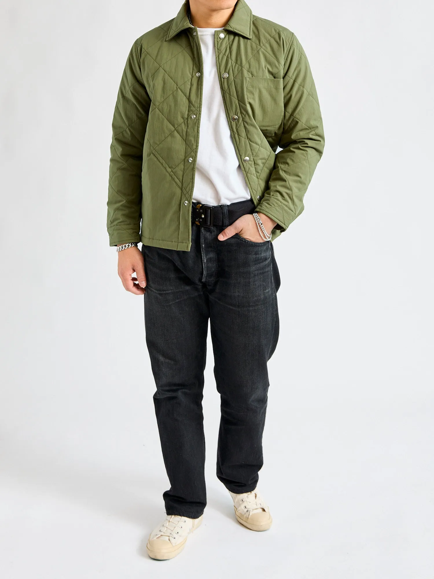 Quilted Overshirt Jacket in Sage