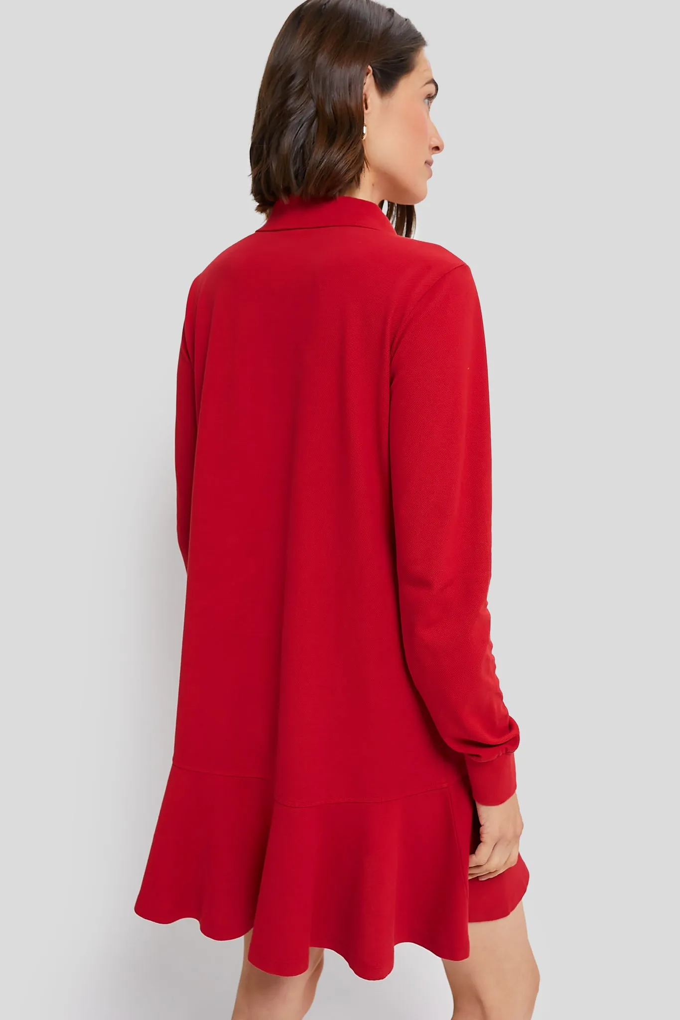 Red Long Sleeve Pique May Polo Dress