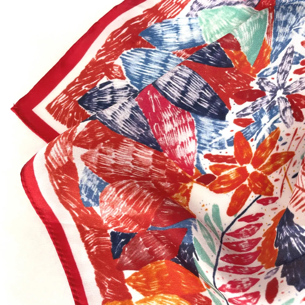 Retro Art Printed Silk Bandana Scarf