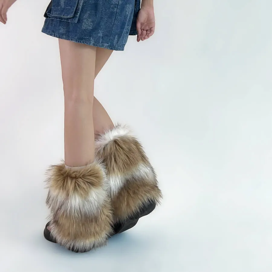 Retro y2k artificial furry leg warmers