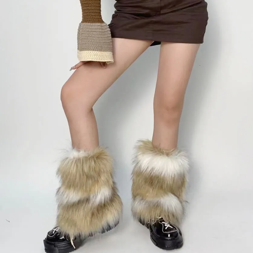 Retro y2k artificial furry leg warmers