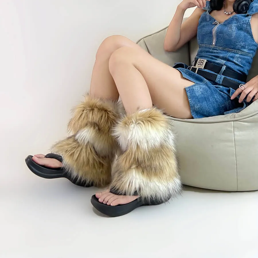 Retro y2k artificial furry leg warmers