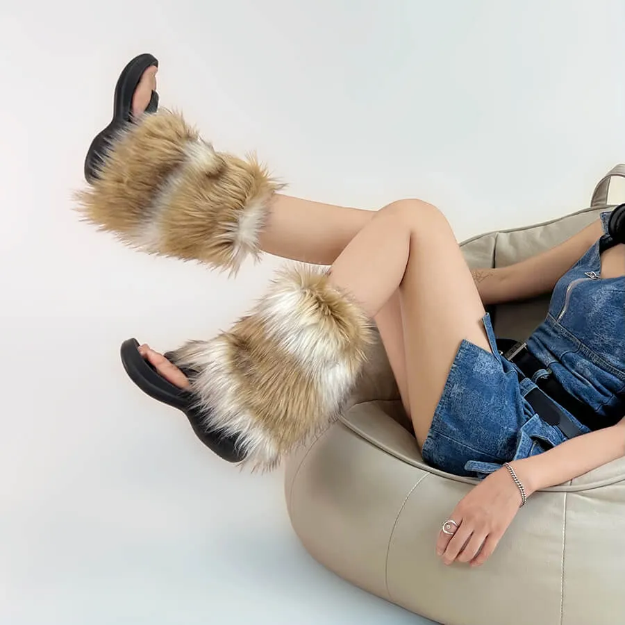 Retro y2k artificial furry leg warmers