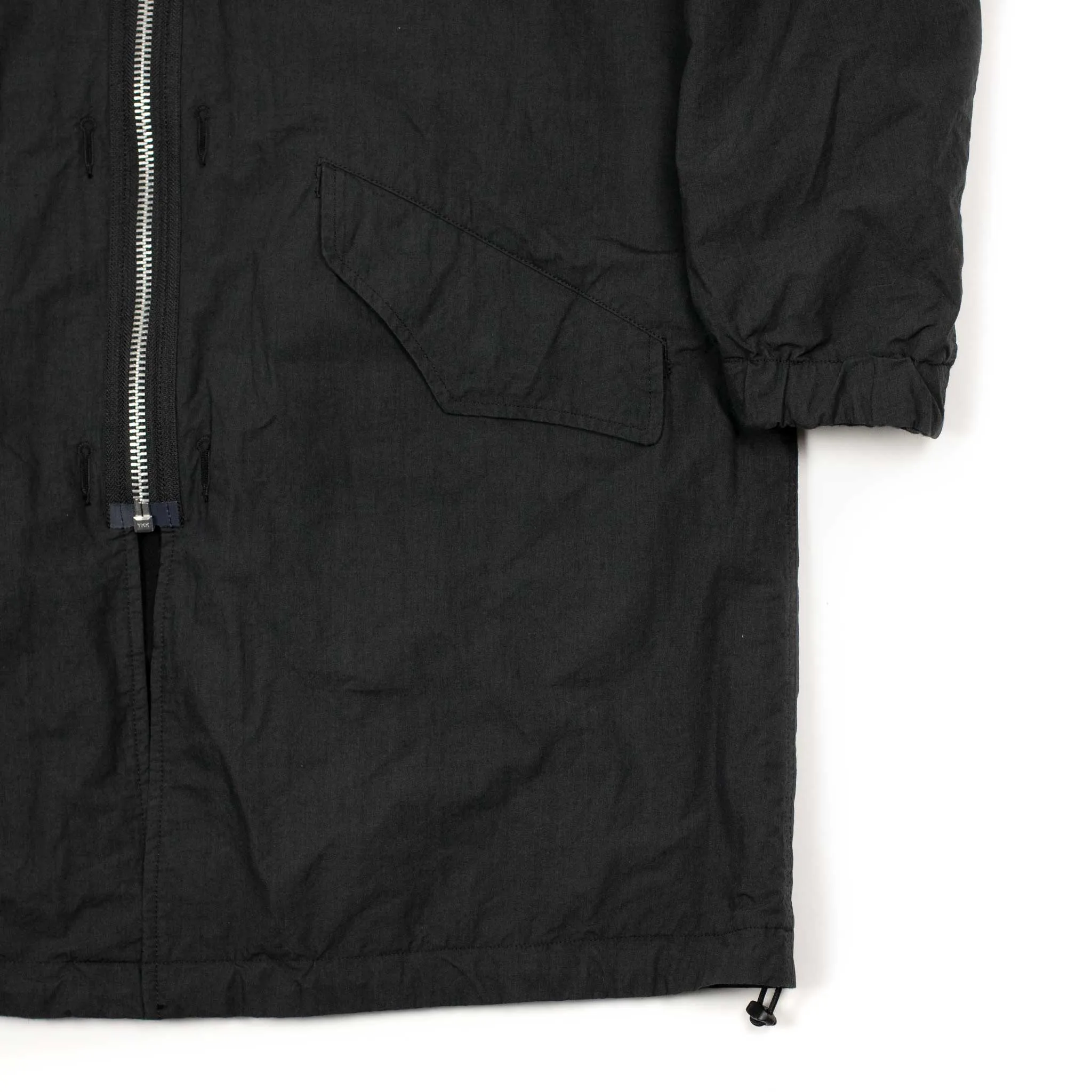 Reversible parka in anthracite high density cotton/nylon and black cotton/wool flannel