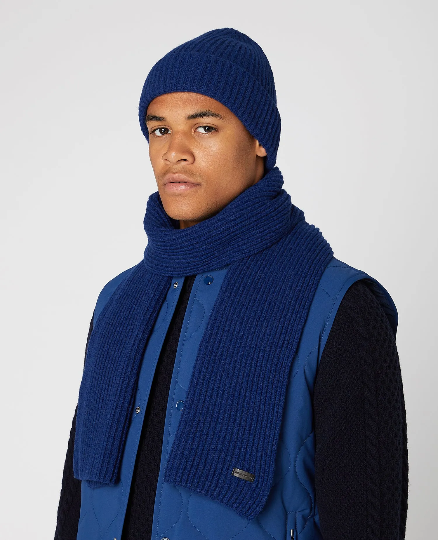 Rib-Knit Wool Rich Scarf