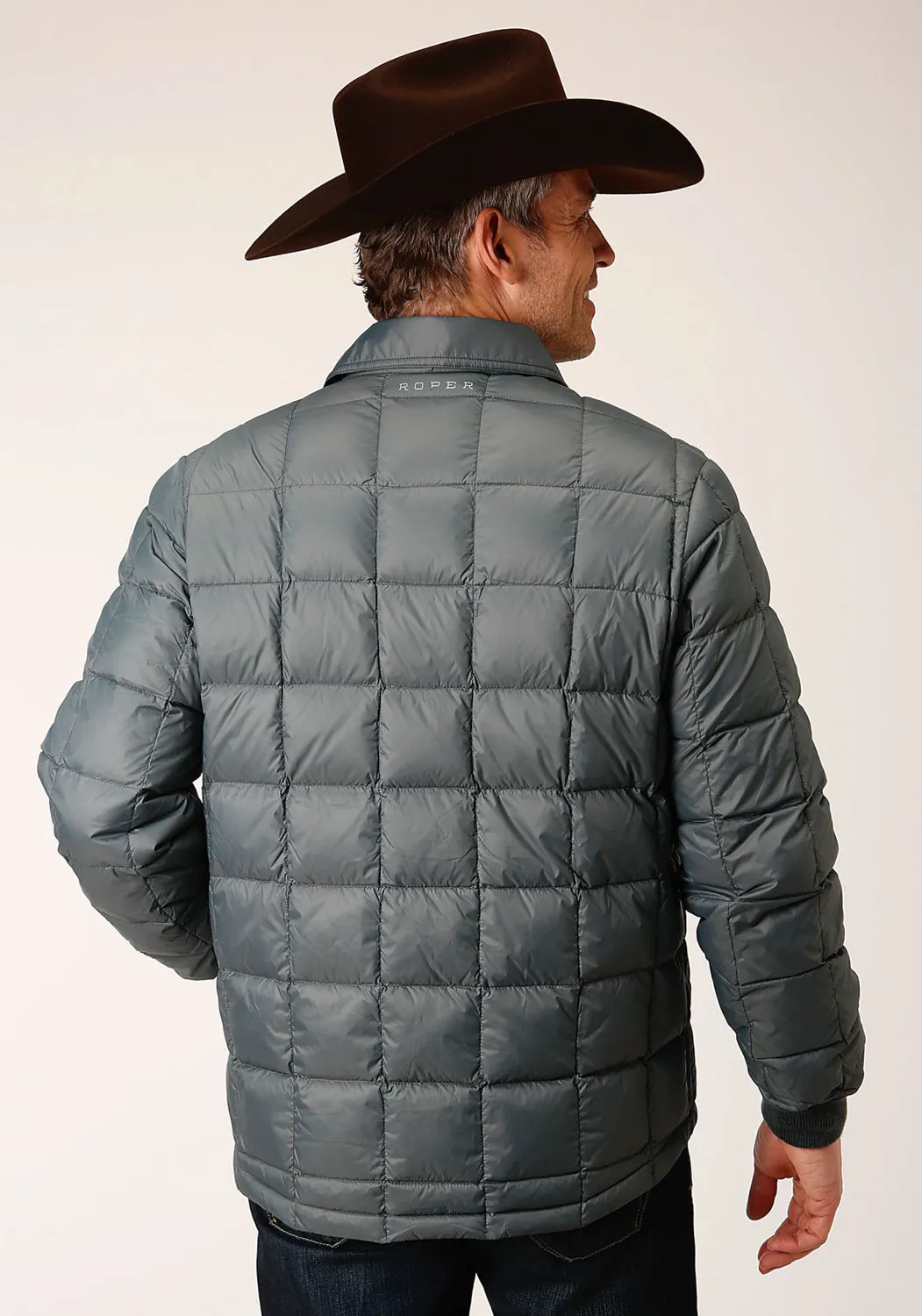 Roper Mens Down Coated Silver Sage 100% Nylon Insulated Jacket