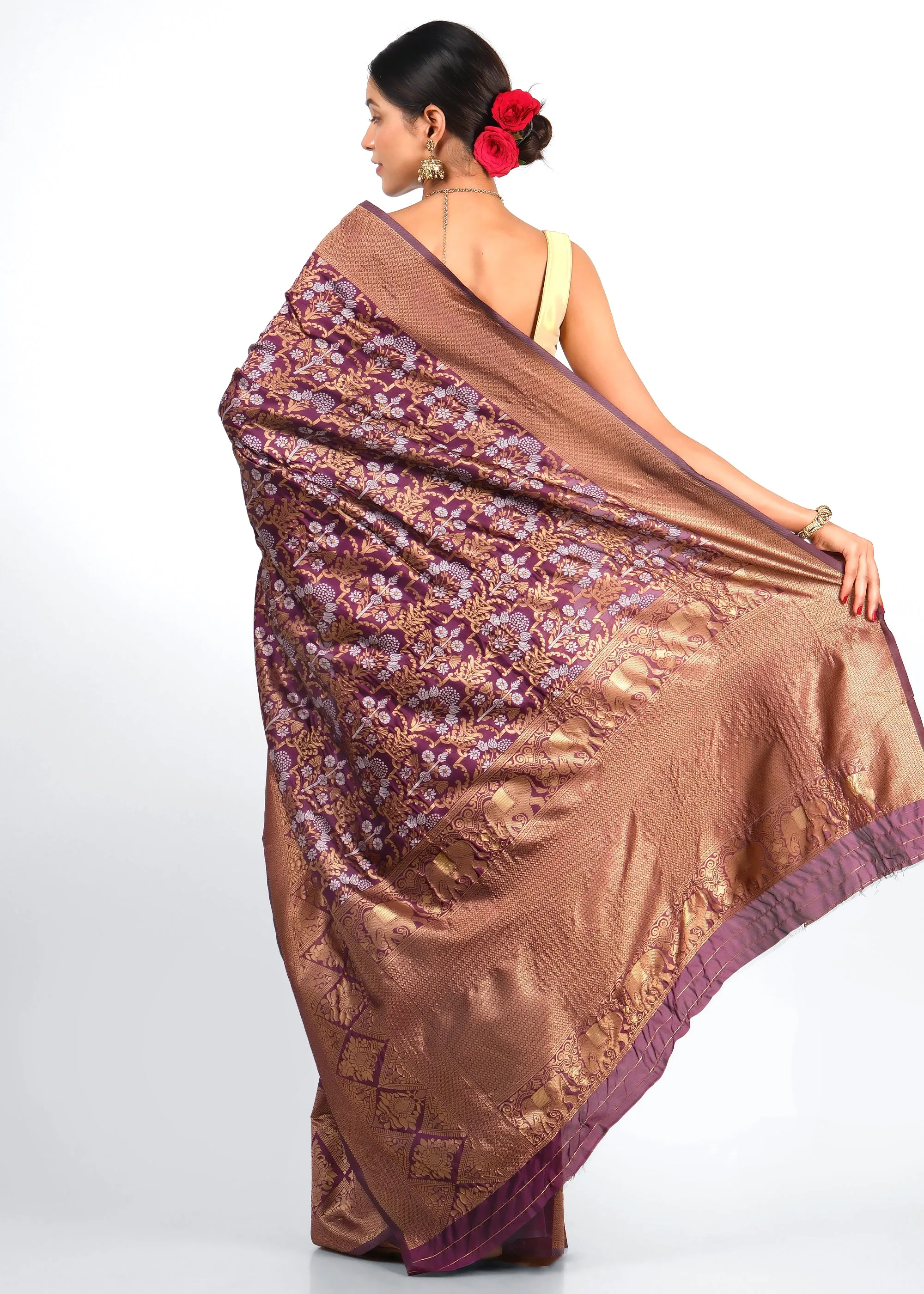 Royal Plum Elegance – Banarasi Silk Saree