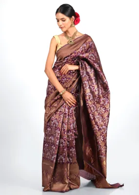 Royal Plum Elegance – Banarasi Silk Saree