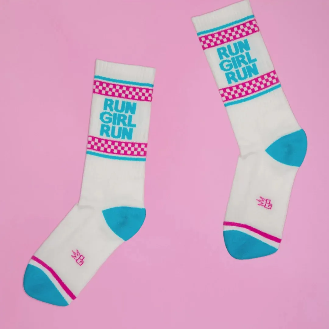 Run Girl Run (White) Unisex Crew Socks