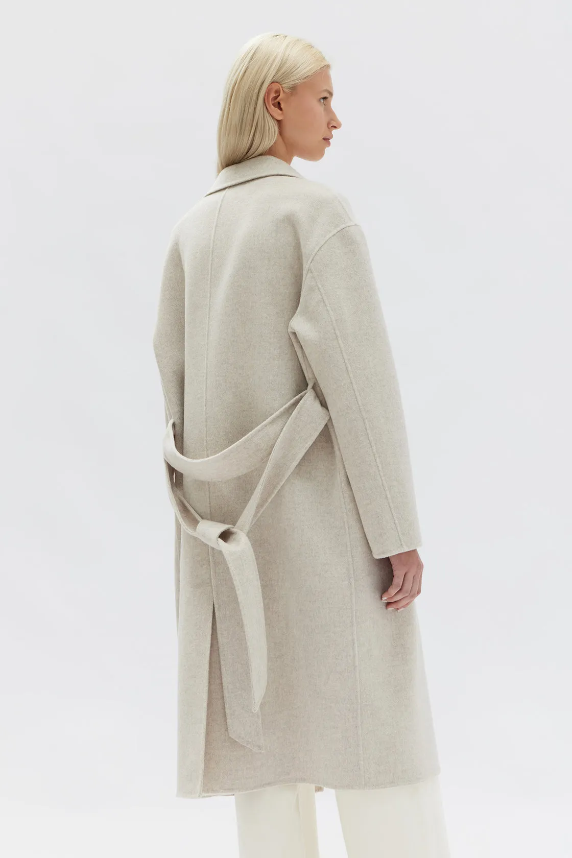 Sadie Oat Marle Single Breasted Wool Coat