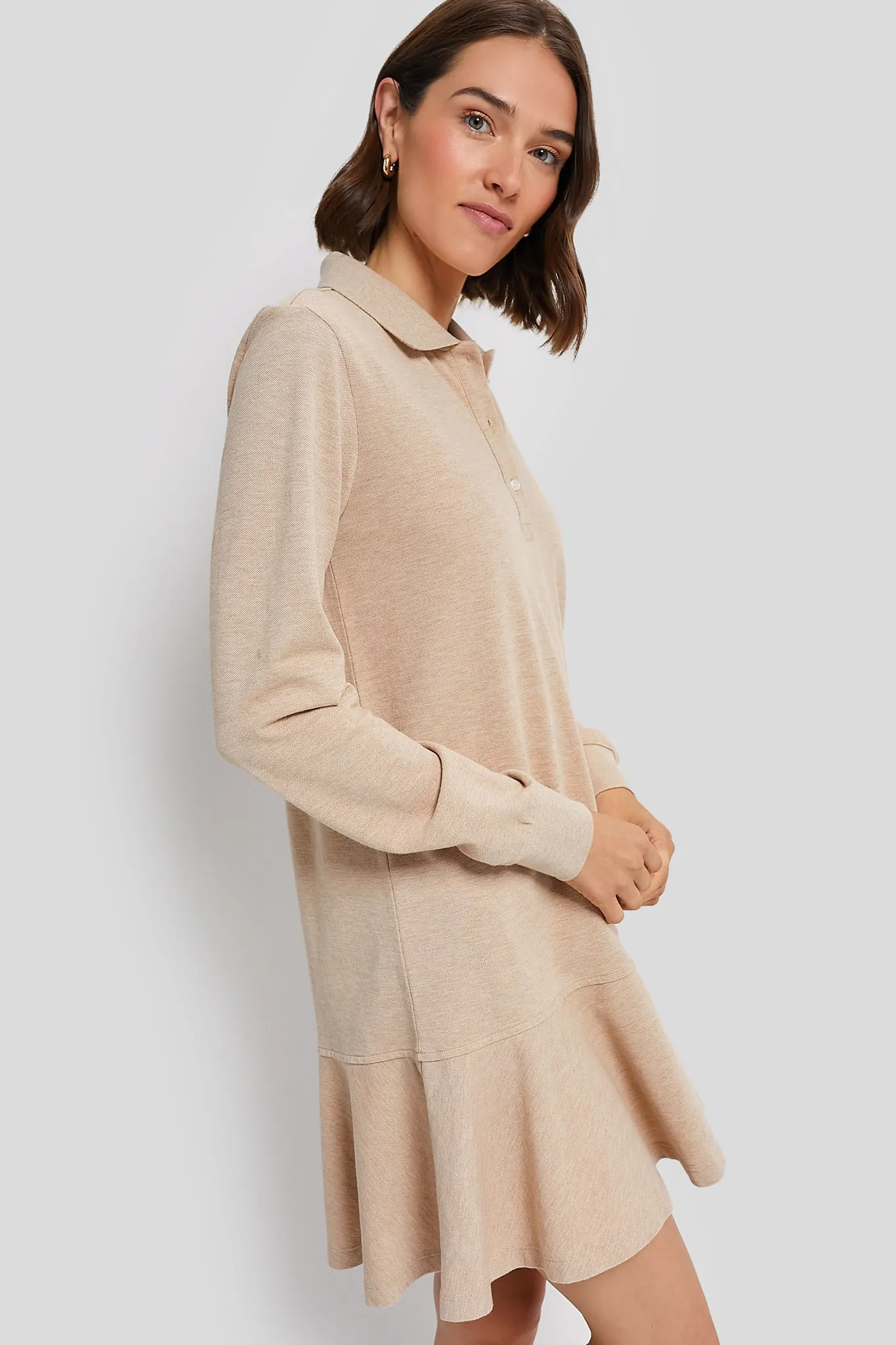 Sandstone Long Sleeve Pique May Polo Dress