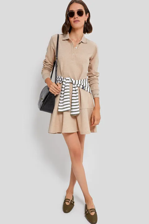 Sandstone Long Sleeve Pique May Polo Dress