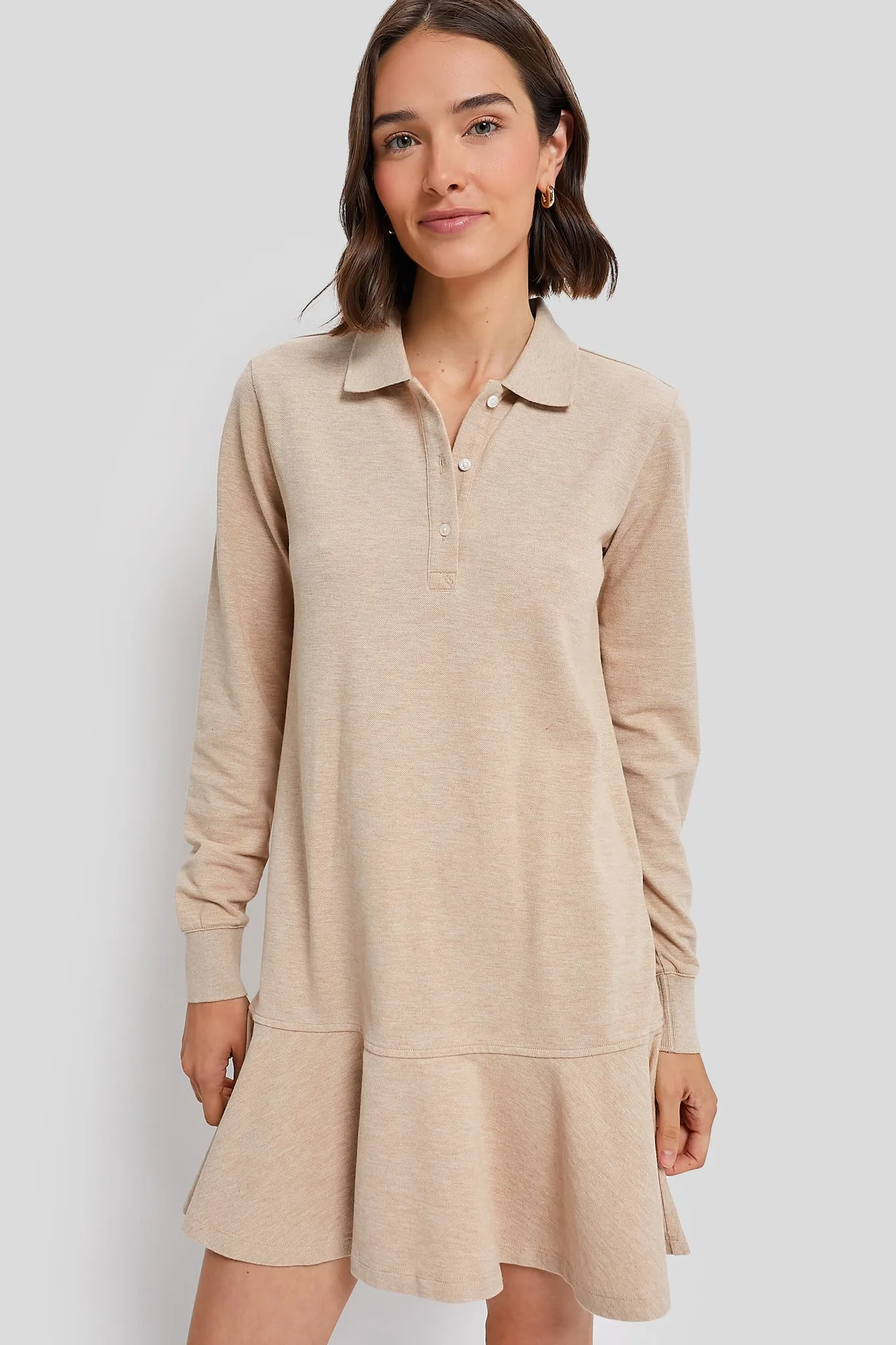 Sandstone Long Sleeve Pique May Polo Dress