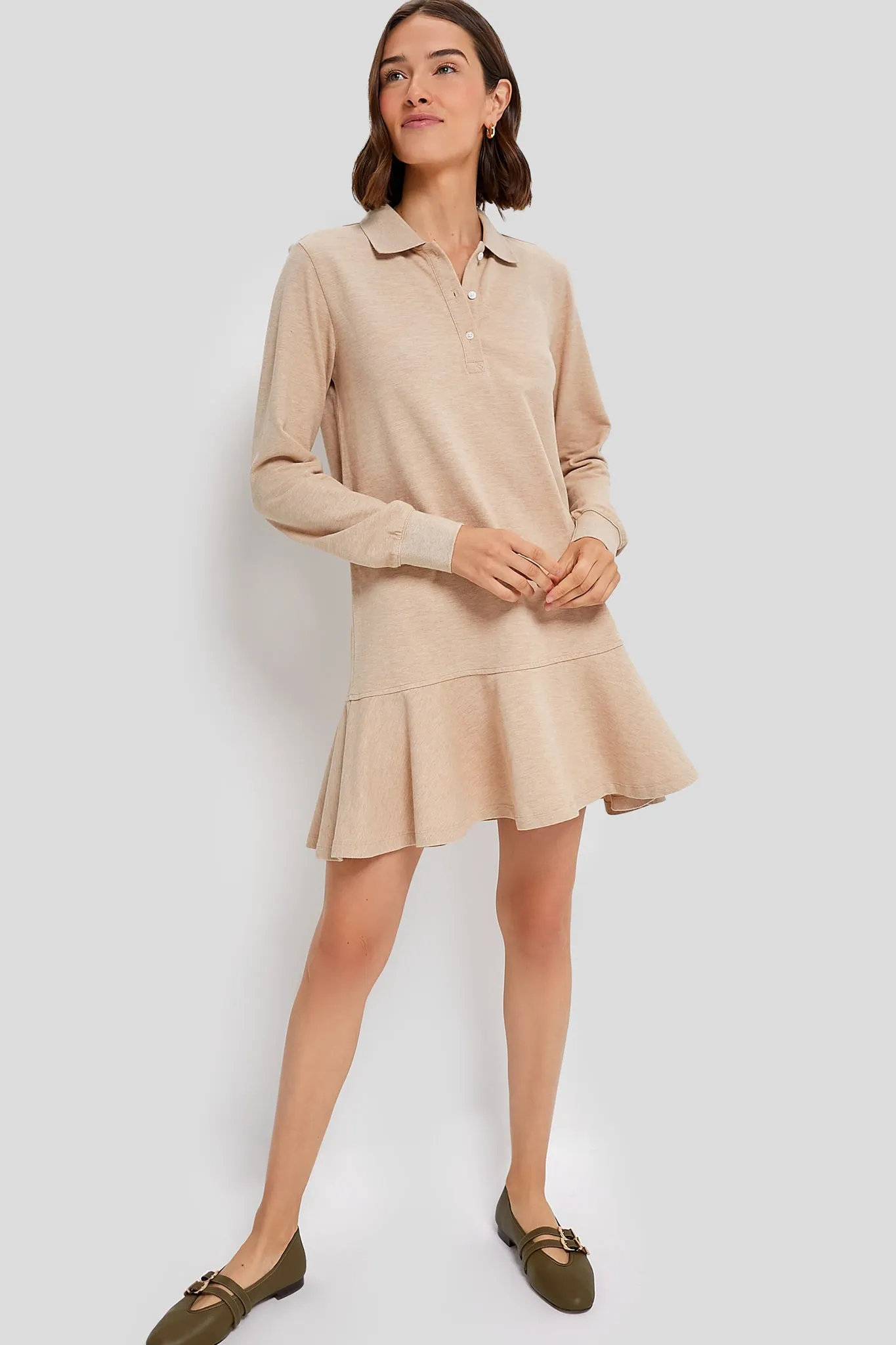 Sandstone Long Sleeve Pique May Polo Dress