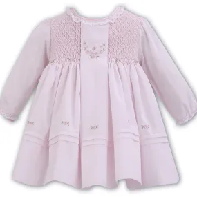 SARAH LOUISE -  Smocked Dress With Rose Bud Detail - Pink