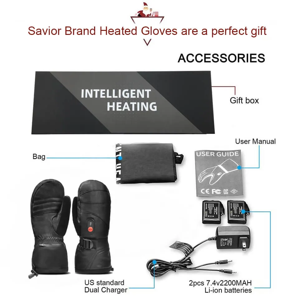 Savior Leather Heated Mittens | Battery Operated Leather Warming Mittens