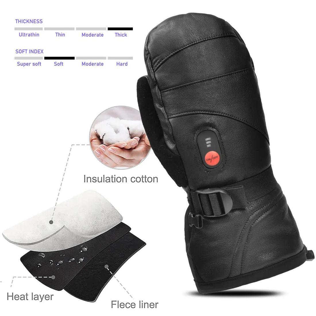 Savior Leather Heated Mittens | Battery Operated Leather Warming Mittens