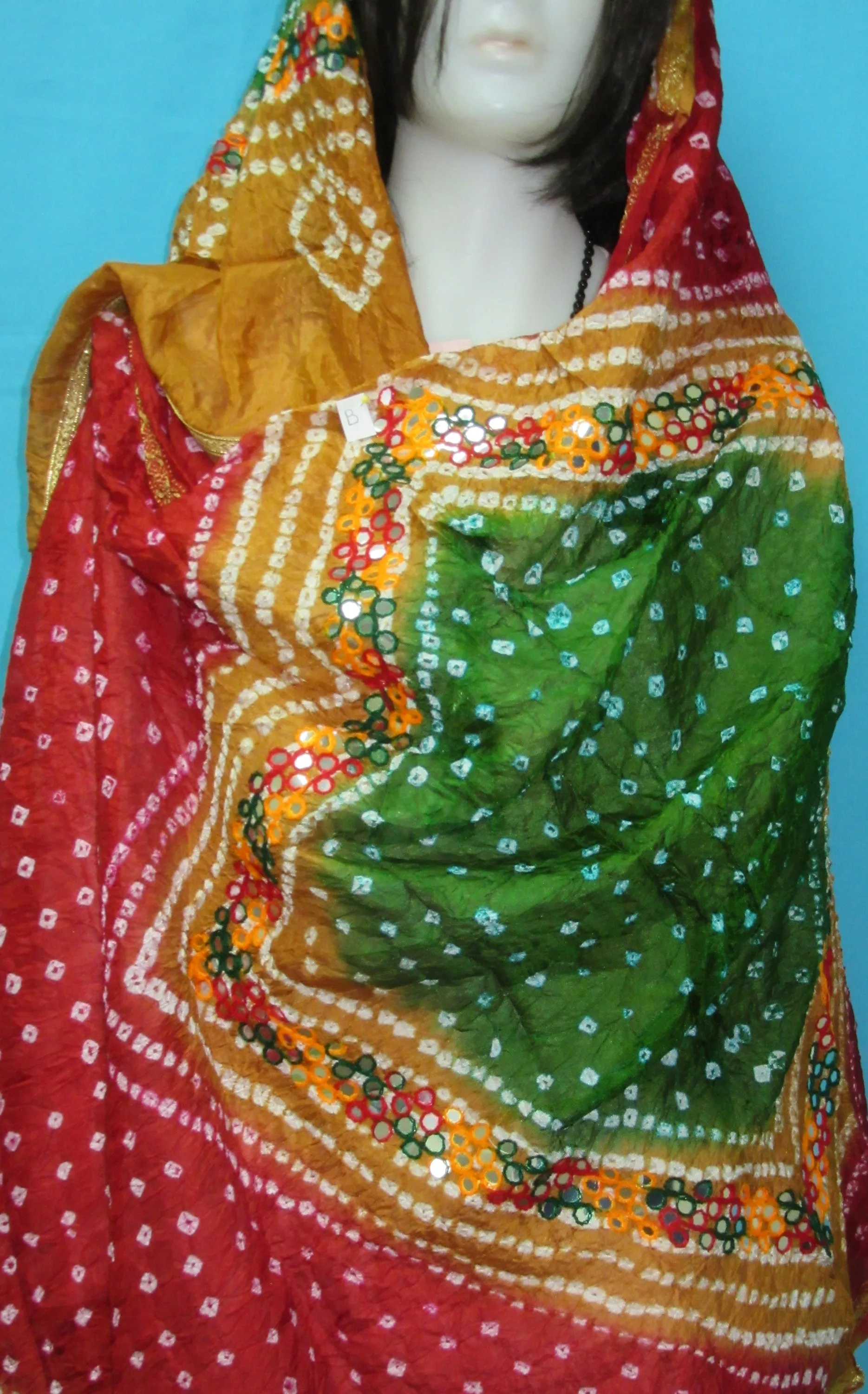 Scarf 8007 Rajhistan Bandhni Silk Georgeete Dupatta Chunni Shieno Sarees