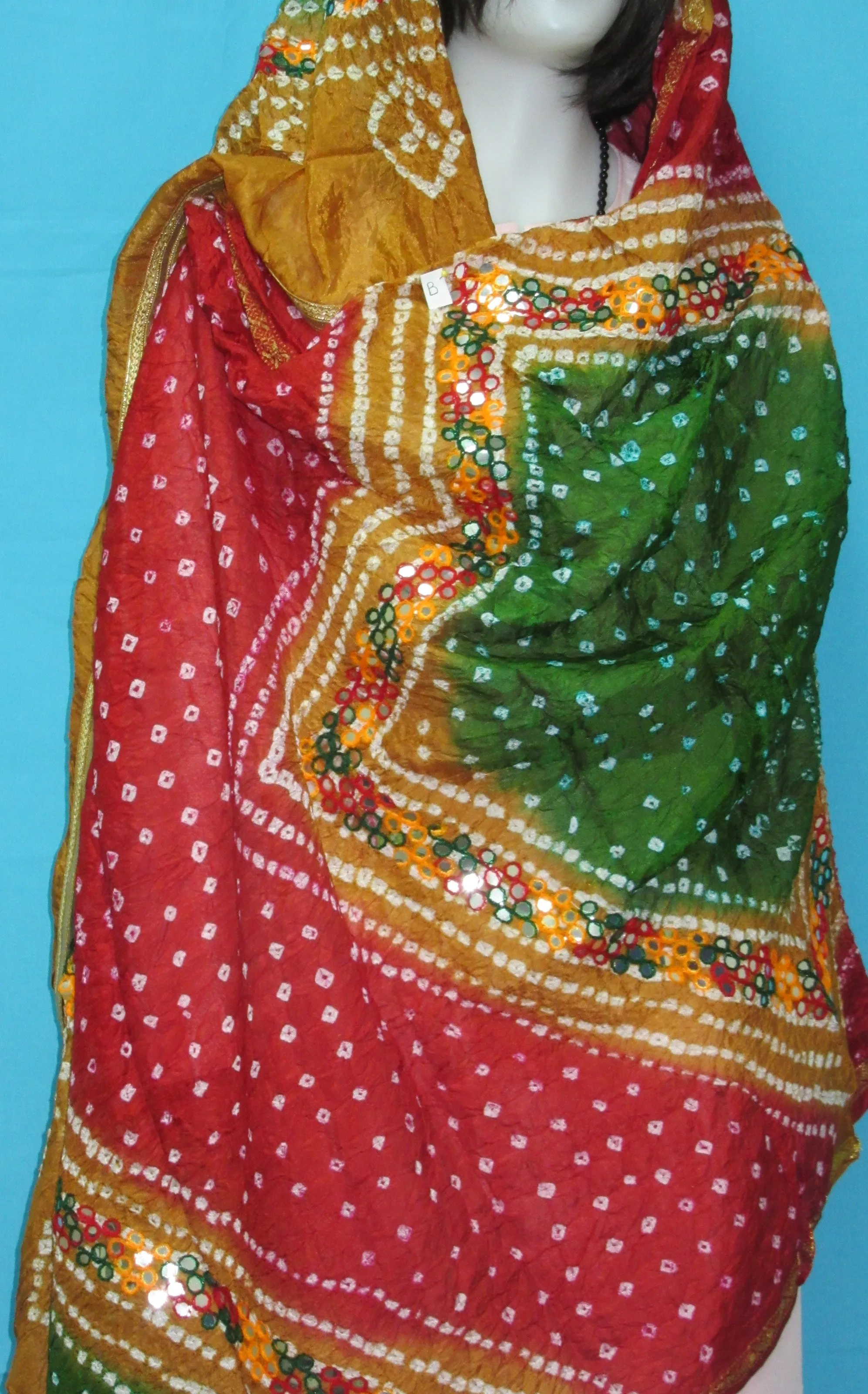 Scarf 8007 Rajhistan Bandhni Silk Georgeete Dupatta Chunni Shieno Sarees