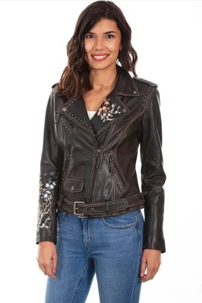 Scully Women's Floral Embroidered Leather Jacket L1032