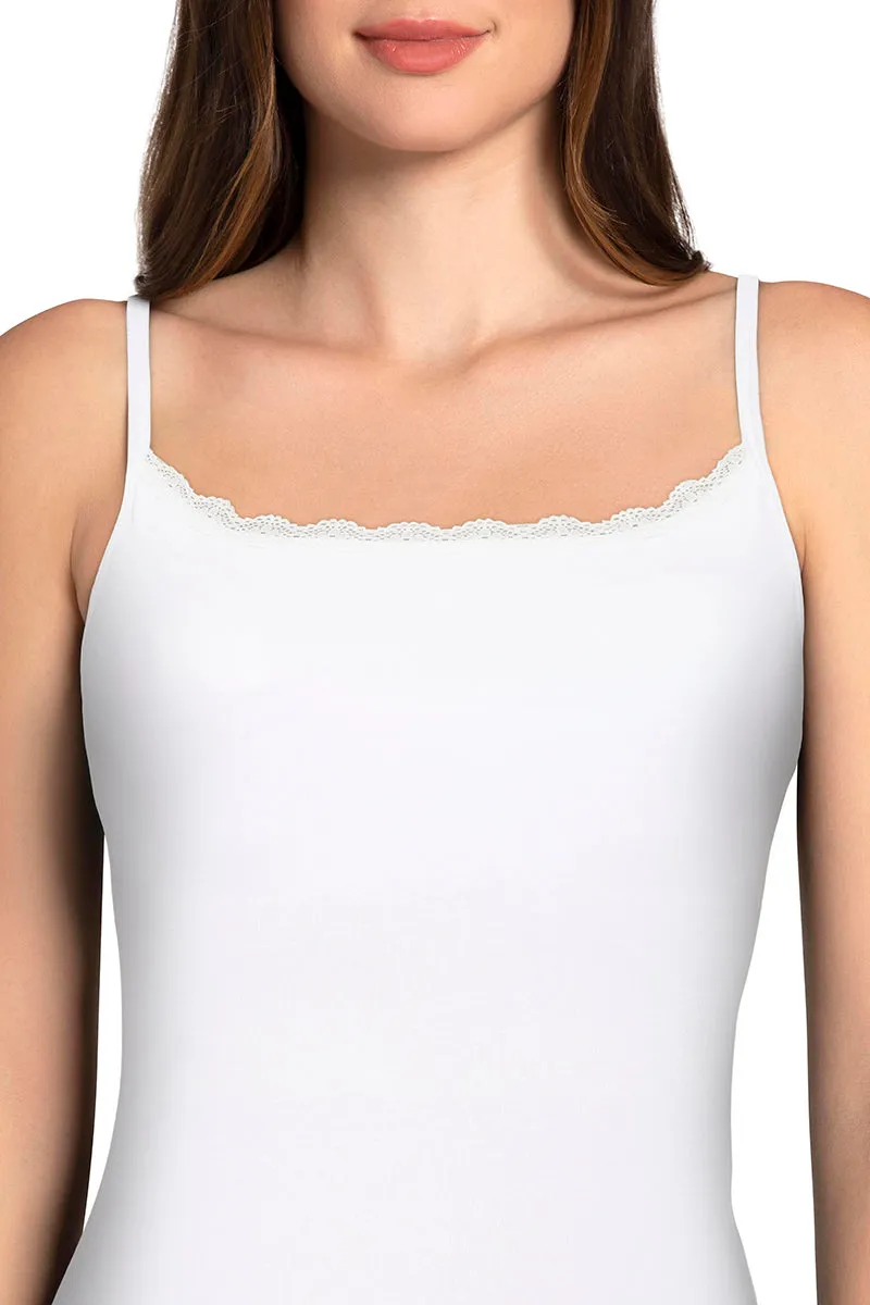 Shelf Support Straight Neck Sleeveless Camisole (Pack of 2) - White_Wildrose