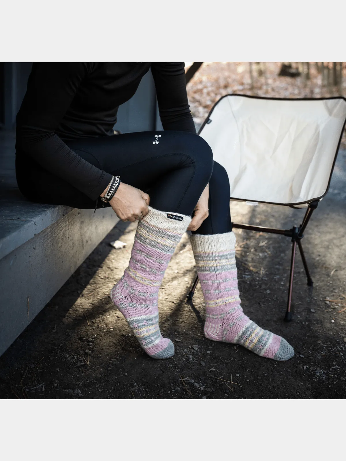 Sherpa Socks | pink/grey