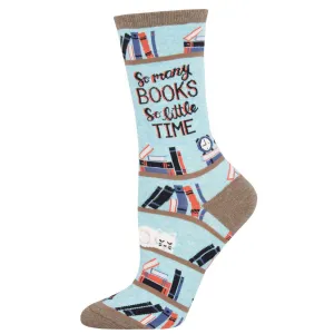 So Many Books...So Little Time (Blue Heather) Women’s Crew Socks