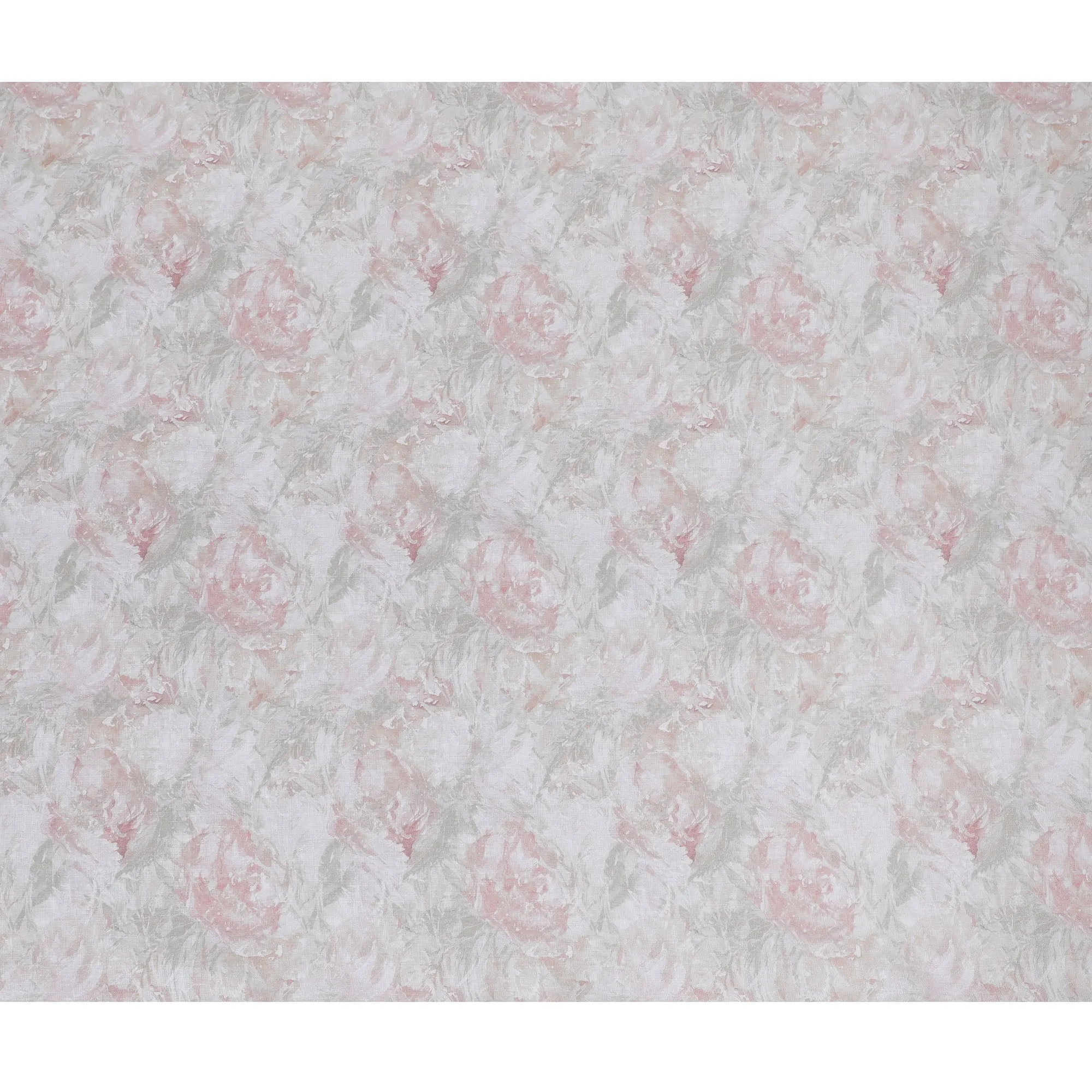 Soft White with Pastel Pink Floral Pure Linen Fabric - 150 cm Width-D19997