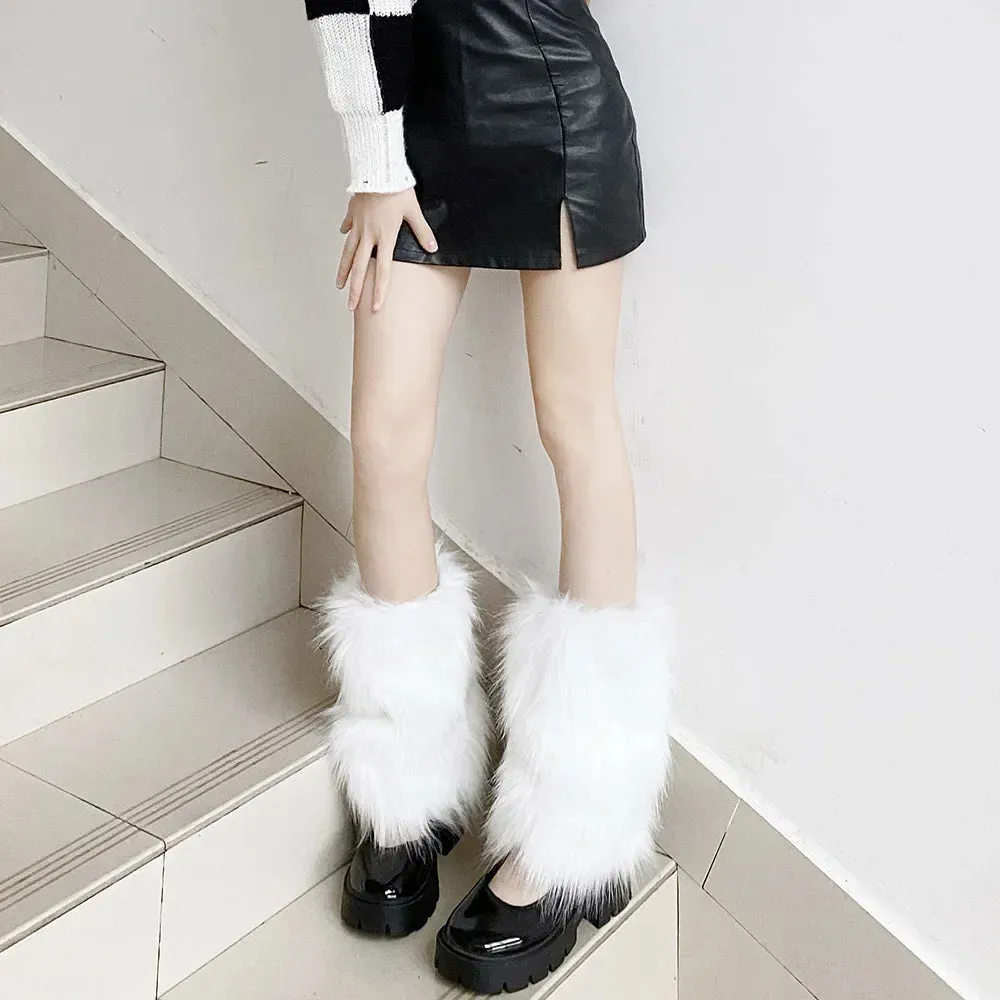 Sohiwoo Furry Leg Warmers Fur Socks Women Fur Leg Warmers Jk Boots Socks Girls Boot Cover Harajuku Fur Winter Spice Foot Warming Cover