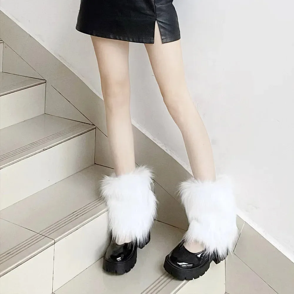 Sohiwoo Furry Leg Warmers Fur Socks Women Fur Leg Warmers Jk Boots Socks Girls Boot Cover Harajuku Fur Winter Spice Foot Warming Cover