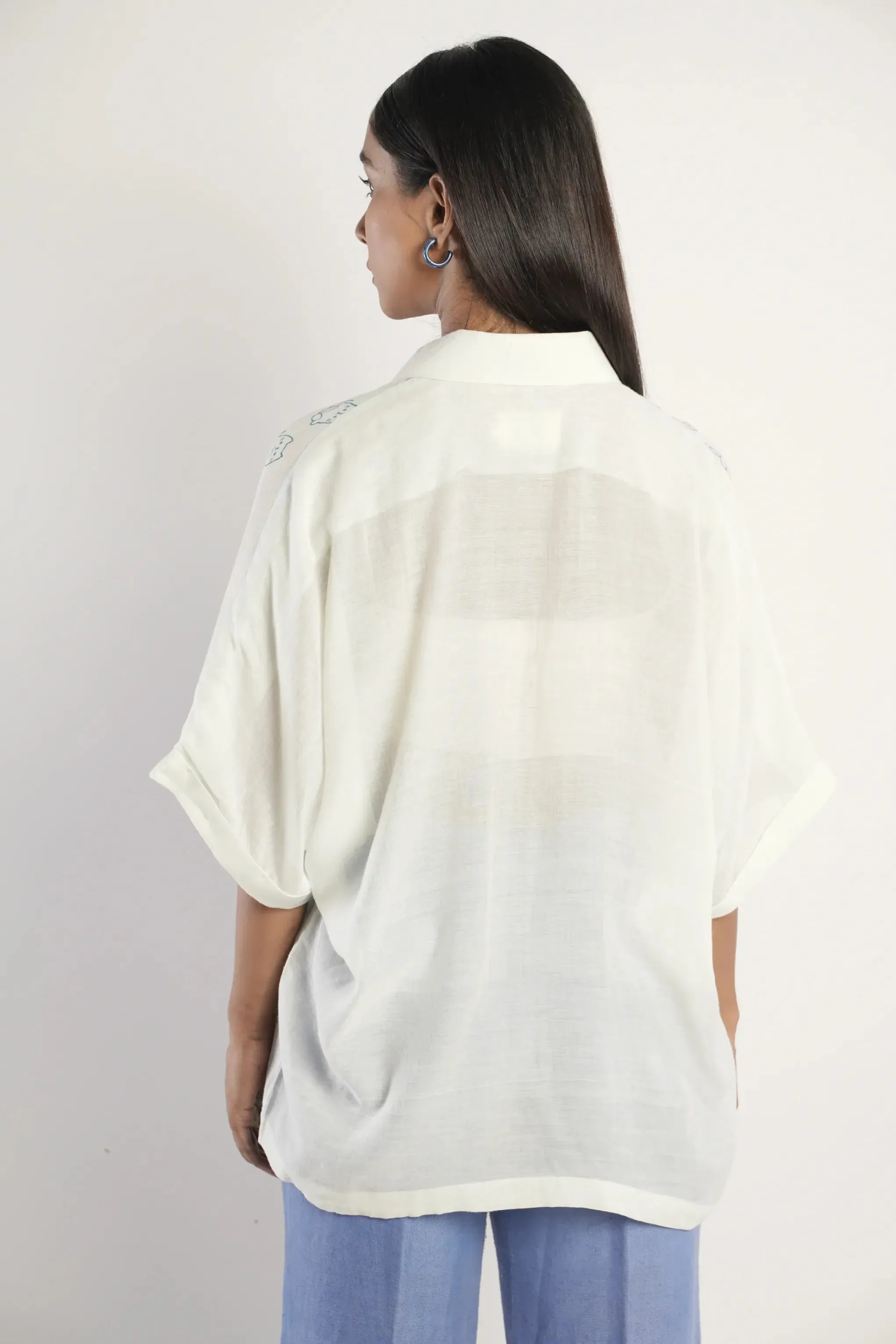 Sunset at Cat Island Handloom Bamboo Button Down Shirt Mint