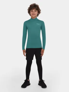 SuperThermal Compression Base Layer Long Sleeve Mock Neck For Boys With Brushed Inner Fabric