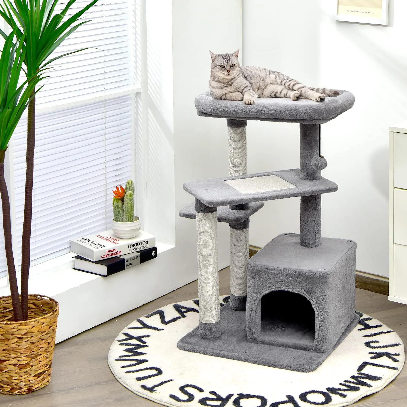 Tangkula Cat Tree for Indoor Cats, 33.5 inch Multi-Level Cat Tower W/Scratching Posts