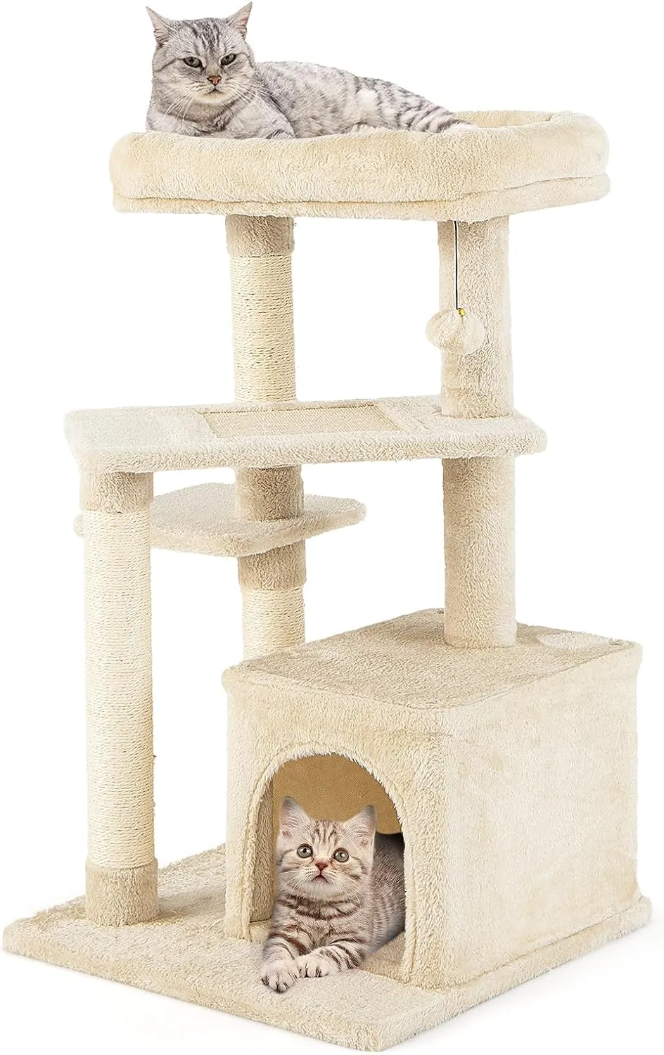 Tangkula Cat Tree for Indoor Cats, 33.5 inch Multi-Level Cat Tower W/Scratching Posts