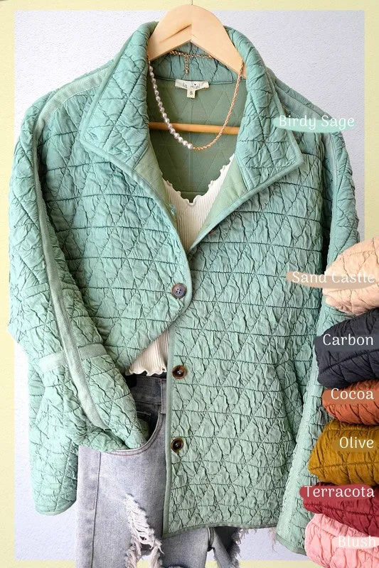 Tea Time Slouchy Quilted Button Up Jacket (DS) FG