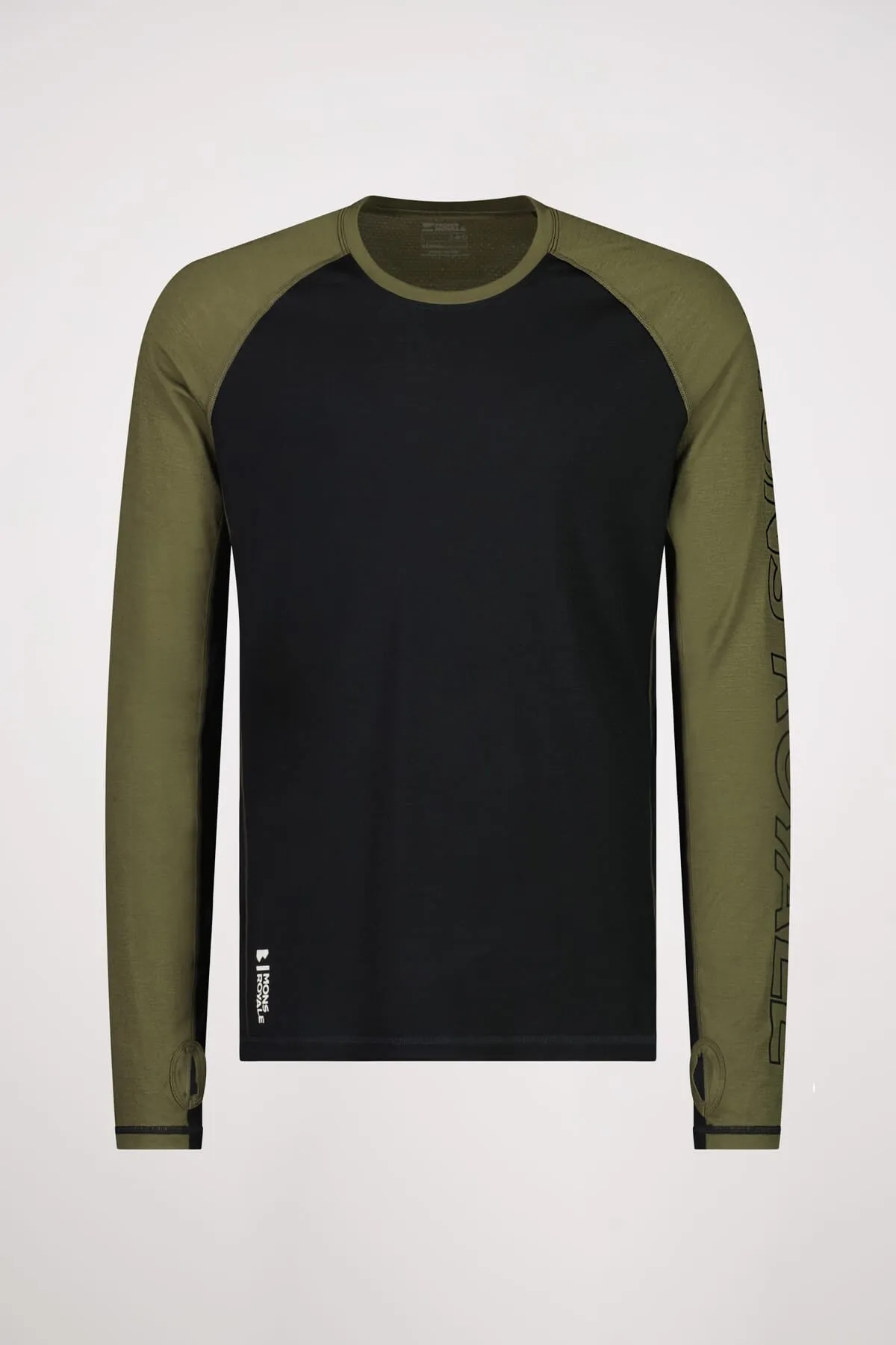 Temple Merino Long Sleeve - Dark Olive Black