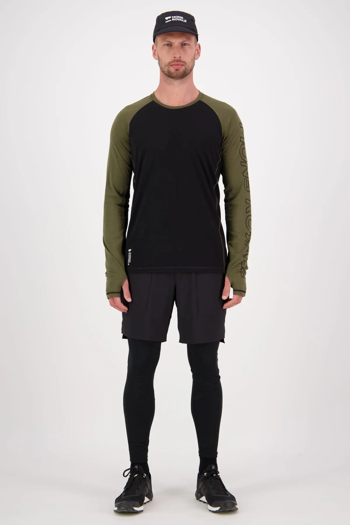 Temple Merino Long Sleeve - Dark Olive Black